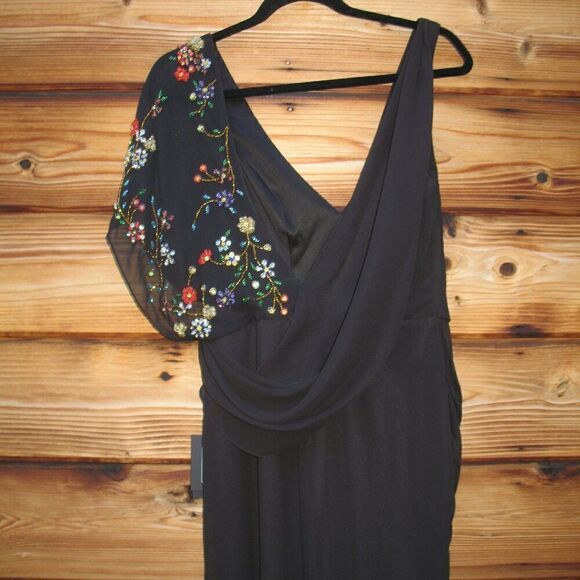 Mac Duggal 26530 Womens FAUX WRAP MULTI COLORED BEADED FLORAL GOWN Dress - Picture 11 of 15